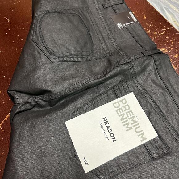 Reason Clothing Black Matte men’s flare bottom jeans size 36 or 38 waist - Picture 2 of 5